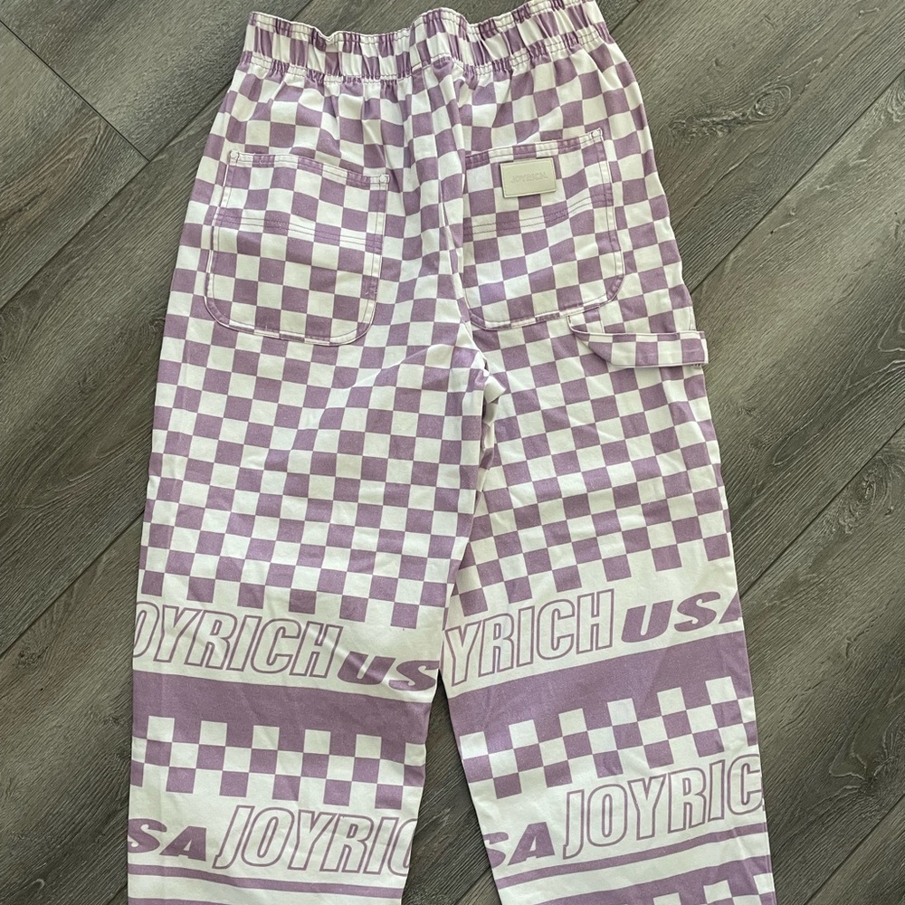 Joyrich lavender checkered carpenter pants